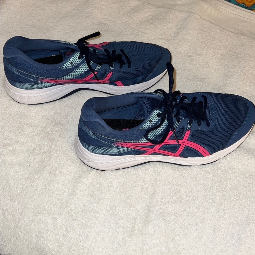 Asics Women's Blue and Pink Athletic Shoes - Picture 6 of 7